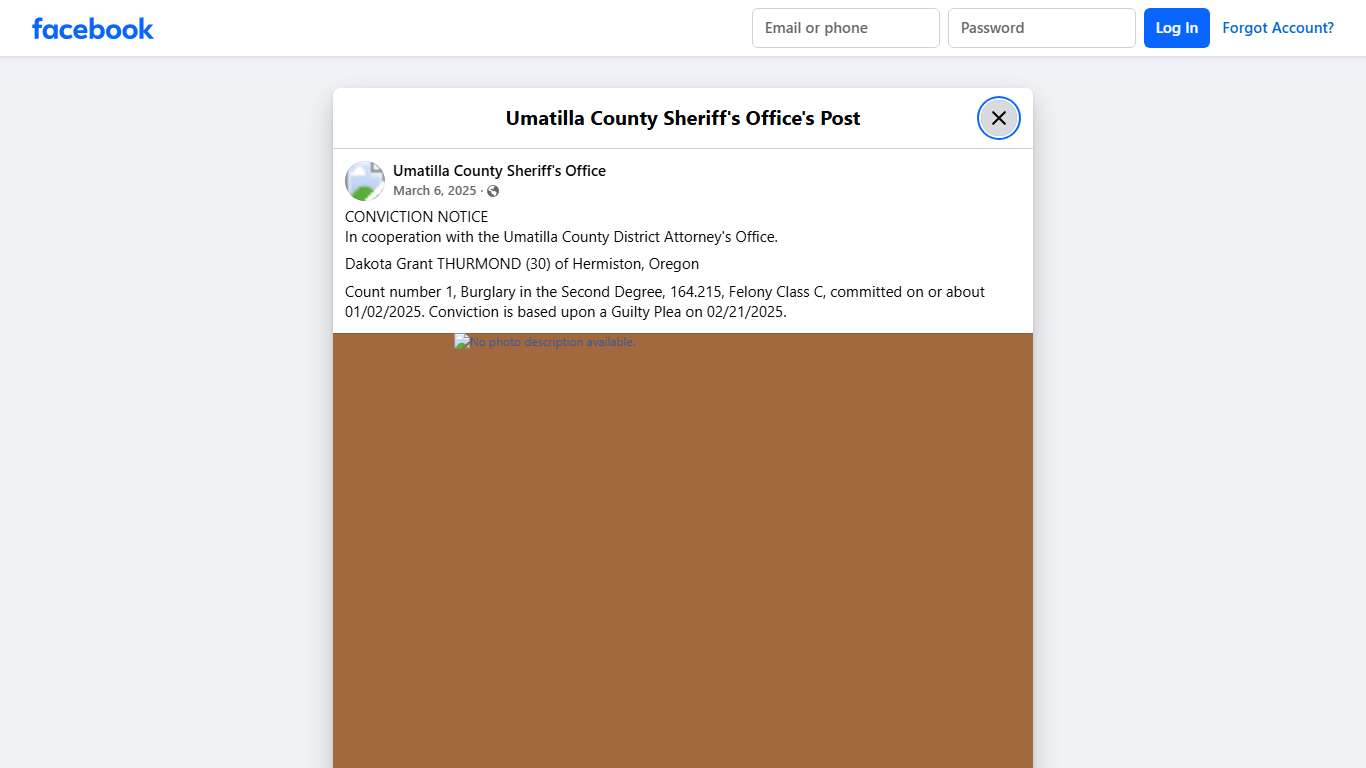 CONVICTION NOTICE In... - Umatilla County Sheriff's Office Facebook
